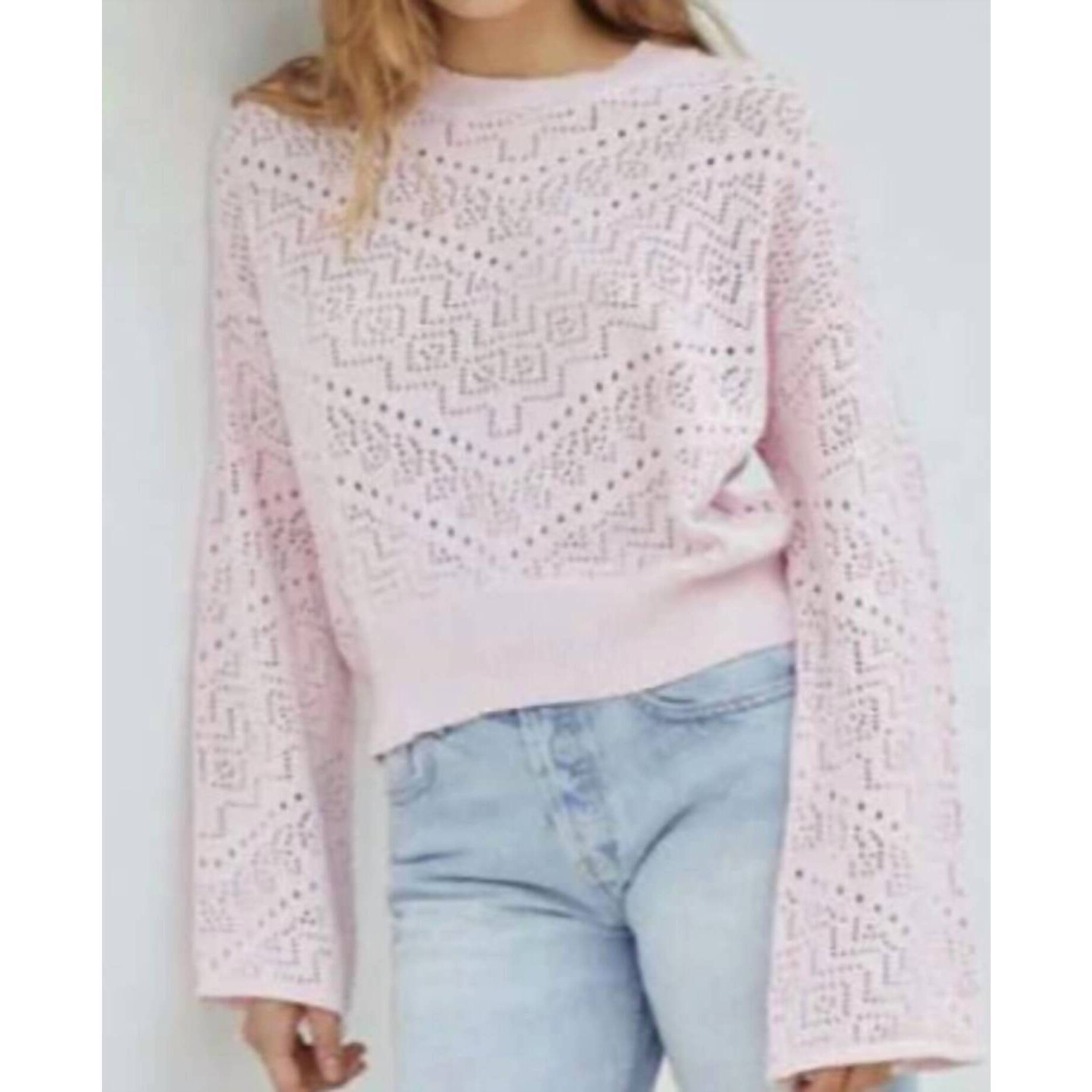 New Js71 Monterey Crocheted Top In Shell Pink